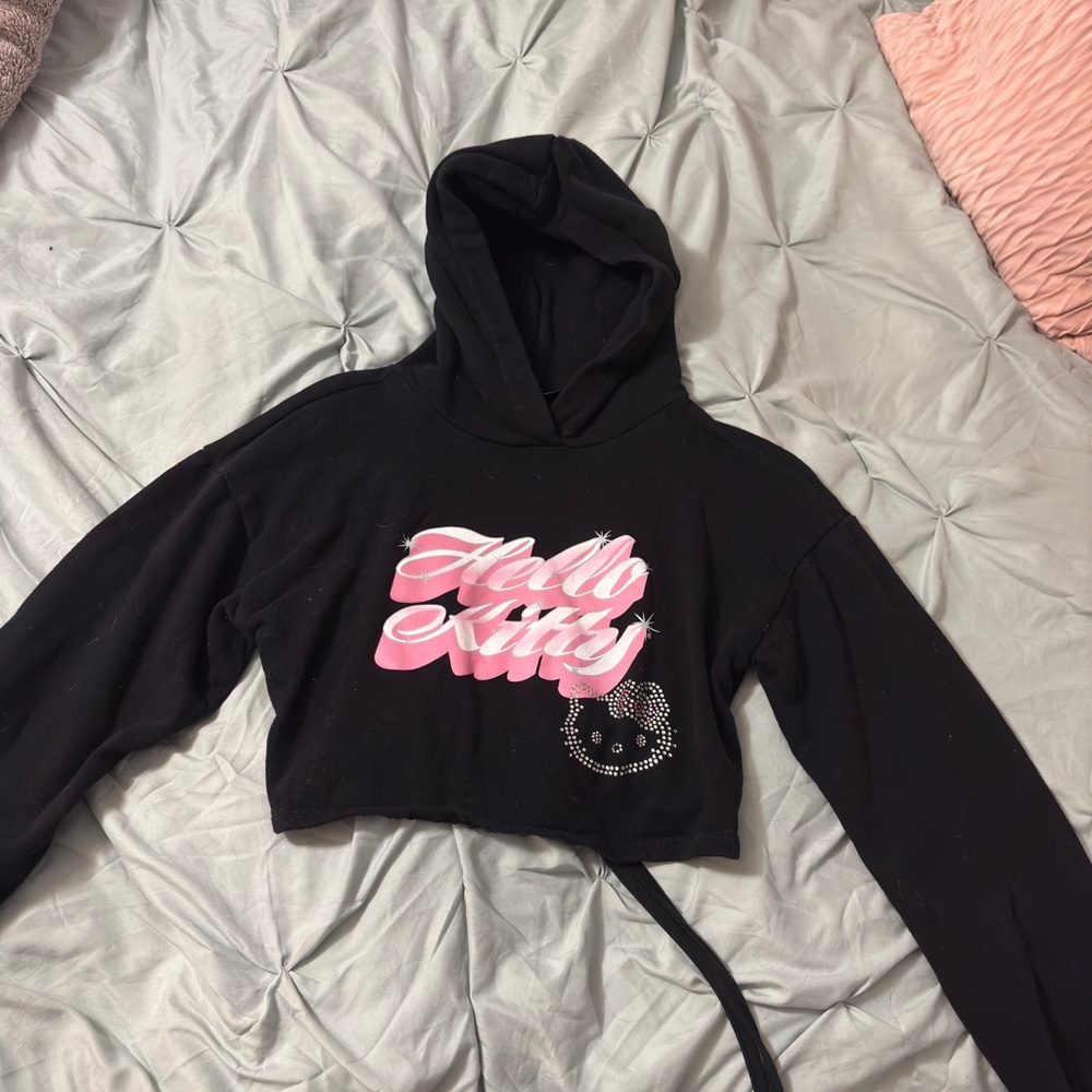 Forever 21 Black Hoodie with Pink Hello Kitty Graphic